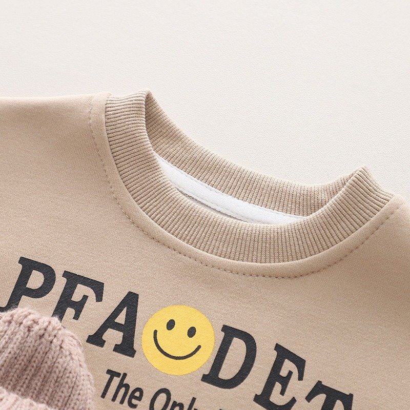 New Boys' Autumn Set Children's Wear Handsome Boys' Winter Plush Thickened Sweater Two Piece Set baby clothes