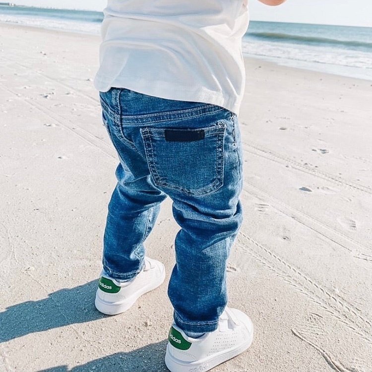 Classic baby boys jeans toddler jeans kid boy elastic waistband skinny fit denim pants