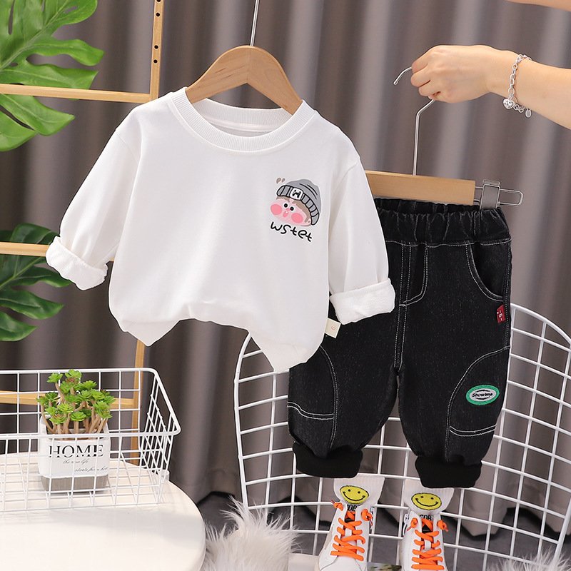 Hao baby Boys' Sweater Set Baby Pants Fashion Spring and Autumn New Children's Wear Children's Sports Sweater Two Piece Set
