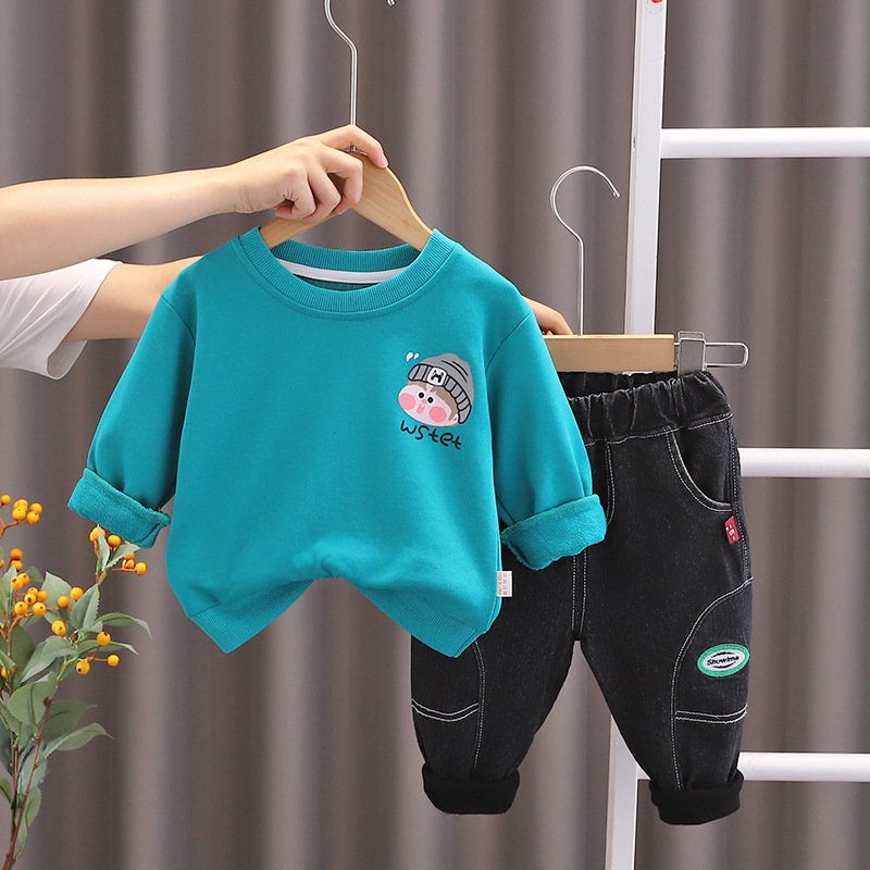 Hao baby Boys' Sweater Set Baby Pants Fashion Spring and Autumn New Children's Wear Children's Sports Sweater Two Piece Set