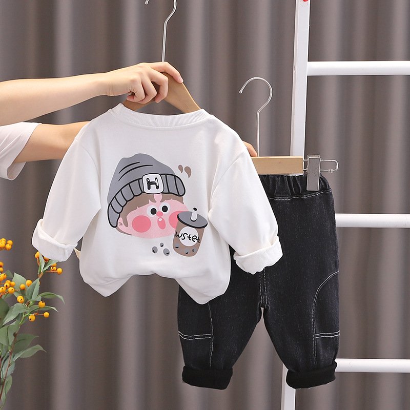 Hao baby Boys' Sweater Set Baby Pants Fashion Spring and Autumn New Children's Wear Children's Sports Sweater Two Piece Set