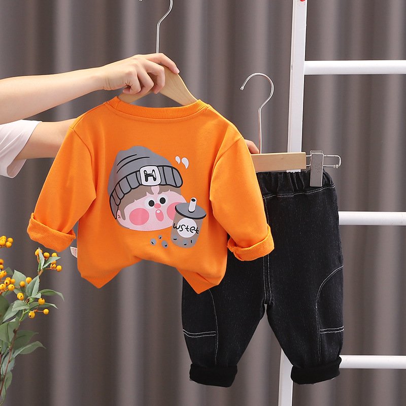 Hao baby Boys' Sweater Set Baby Pants Fashion Spring and Autumn New Children's Wear Children's Sports Sweater Two Piece Set