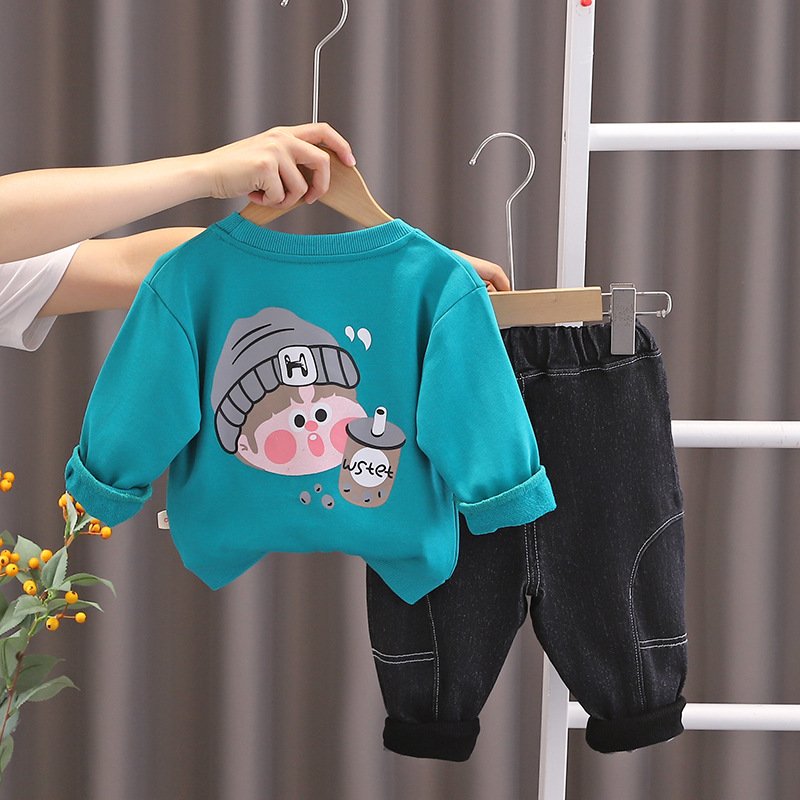 Hao baby Boys' Sweater Set Baby Pants Fashion Spring and Autumn New Children's Wear Children's Sports Sweater Two Piece Set