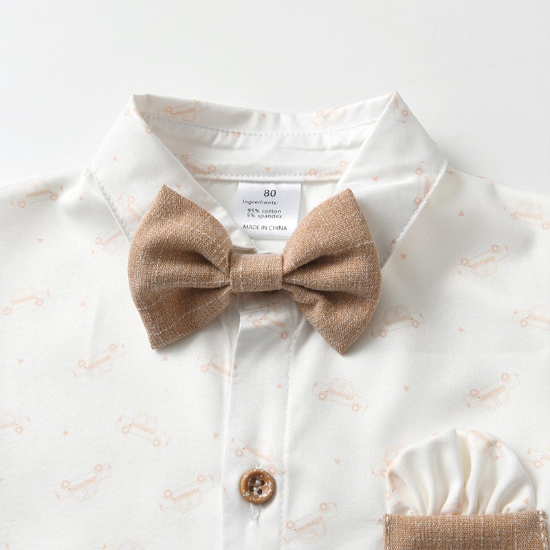 Kids Boys' Gentlemen's Dress Children's Clothing 2024 Autumn New Clothes Boy's Long Sleeved White Shirt Clothing Set