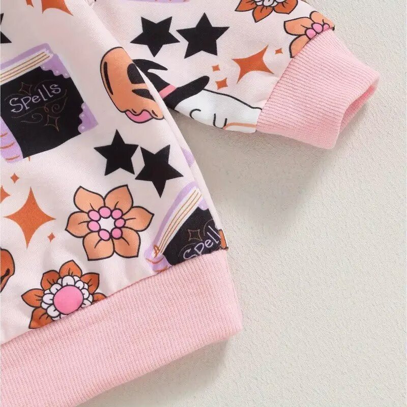 Baby Pants Set, Ghost Pumpkin Print Long Sleeve Crew Neck Sweatshirt with Sweatpants Halloween Clothes for Girls Boys