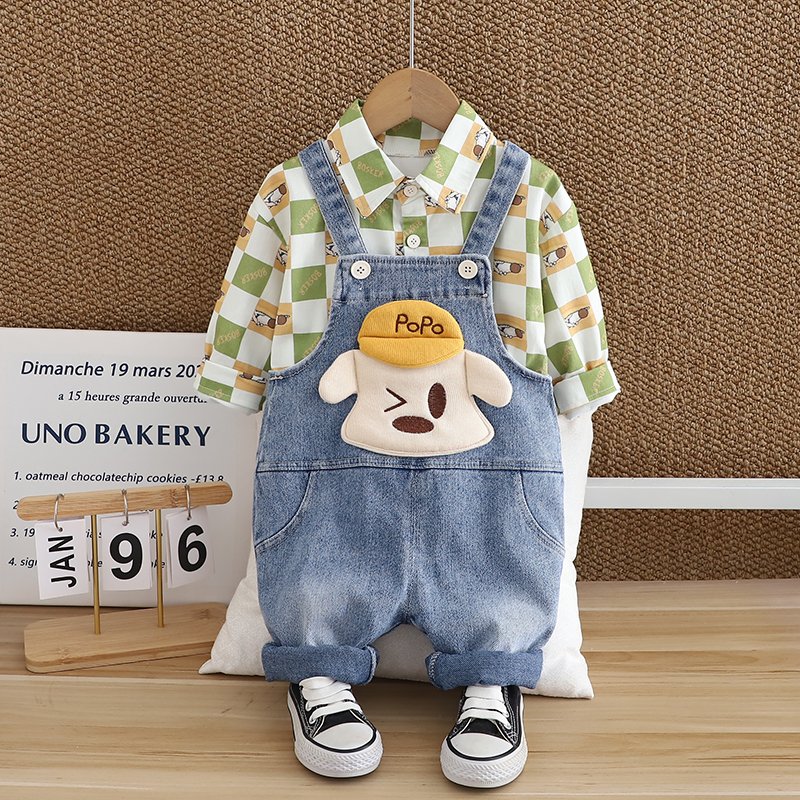 2024 Autumn/Winter Boys Clothing Set Soft Shell Cute Cartoon 3D Pattern Long Sleeve Two-Piece Shirt Pantsuit Kids Wholesale