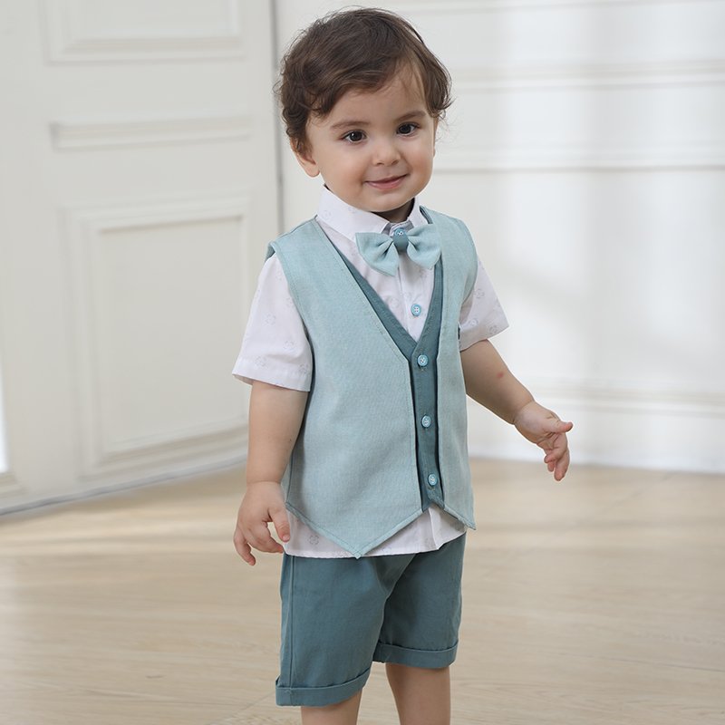 Summer Toddler Boy Clothes Children Clothing Baby Boy Clothing Set Boys Outfit Vest + Shirt + Shorts Formal Set For Kids