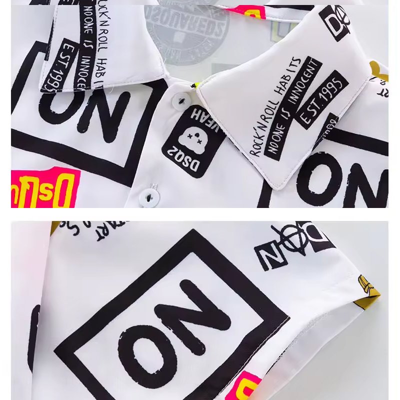 Customized Toddler Boys Fashion Print Shirt Short Set Boys Clothing Sets 5-6 Years