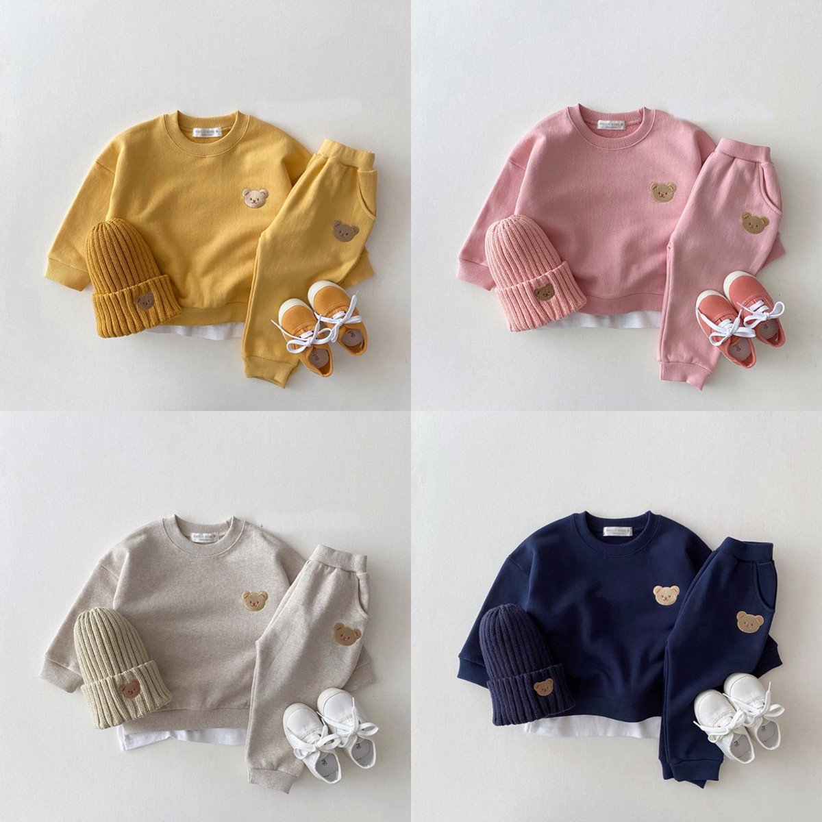 Autumn Newborn Children Clothes Cotton Bear Suits Toddler Clothing Sweater Sports Kids Leisure Cartoon Two-piece Set
