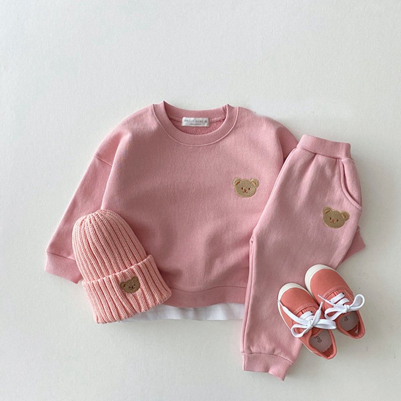 Autumn Newborn Children Clothes Cotton Bear Suits Toddler Clothing Sweater Sports Kids Leisure Cartoon Two-piece Set