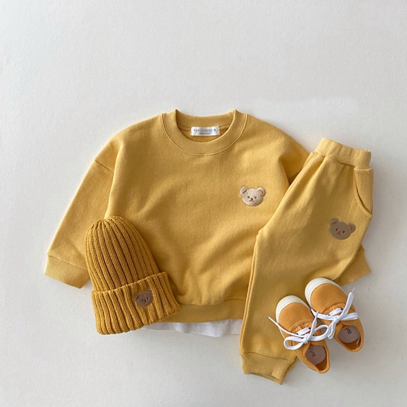 Autumn Newborn Children Clothes Cotton Bear Suits Toddler Clothing Sweater Sports Kids Leisure Cartoon Two-piece Set