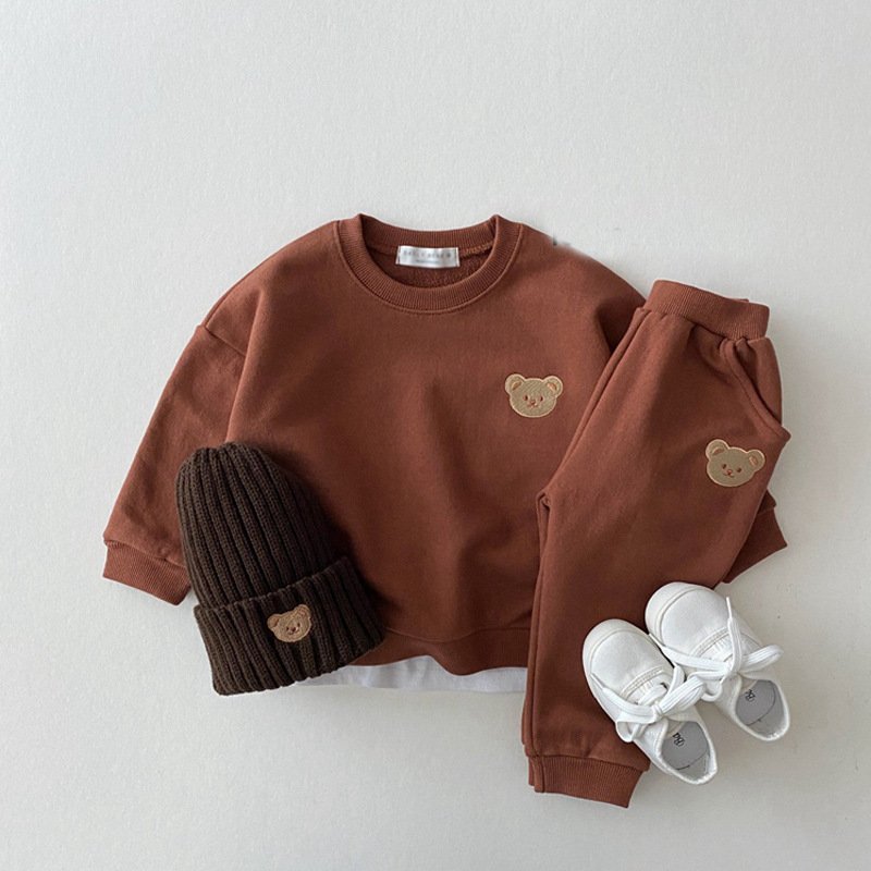 Autumn Newborn Children Clothes Cotton Bear Suits Toddler Clothing Sweater Sports Kids Leisure Cartoon Two-piece Set