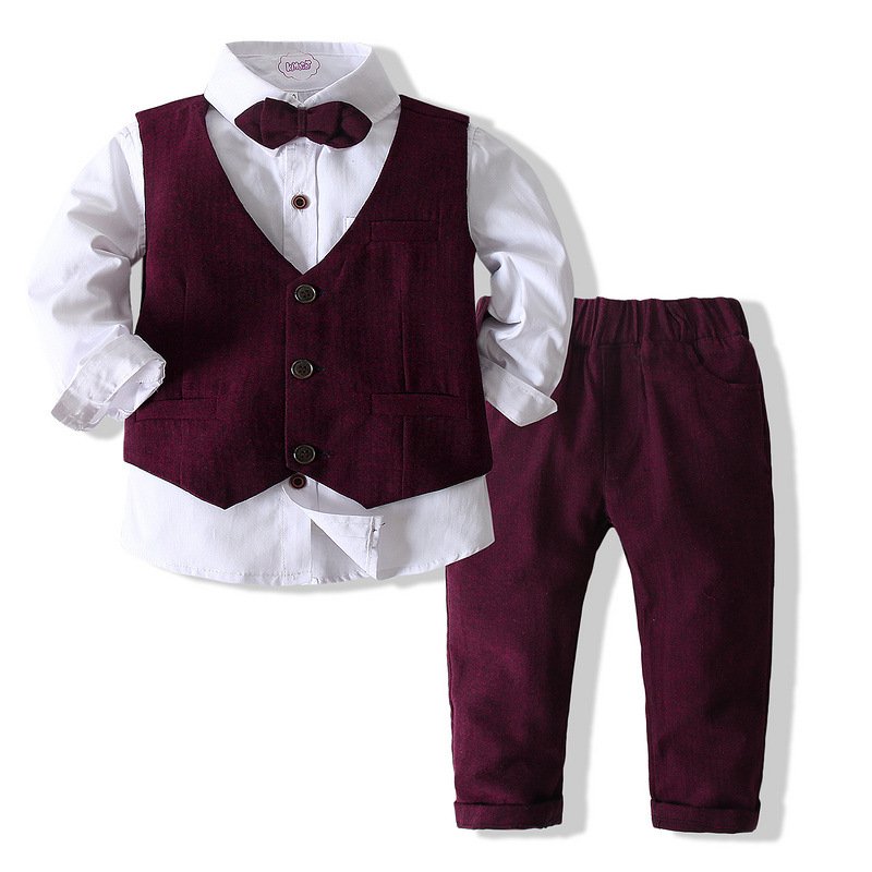 Baby toddler boys shirts waistcoat pants 3 pcs sets kids clothes children formal suits wedding party boutique boys clothing set