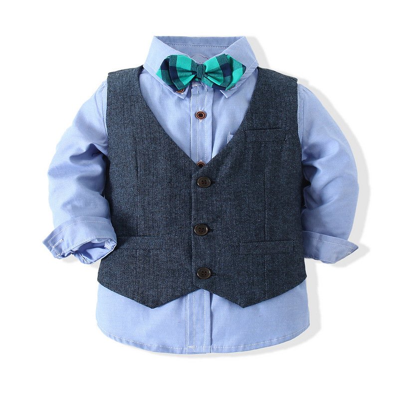 Baby toddler boys shirts waistcoat pants 3 pcs sets kids clothes children formal suits wedding party boutique boys clothing set
