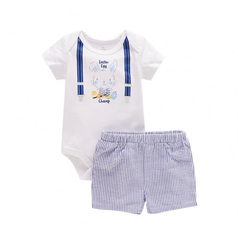 High Quality Boy Stripe Shorts Bodysuits Cotton Girl Ruffle Romper Mini Tulle Skirt Baby Clothing Set