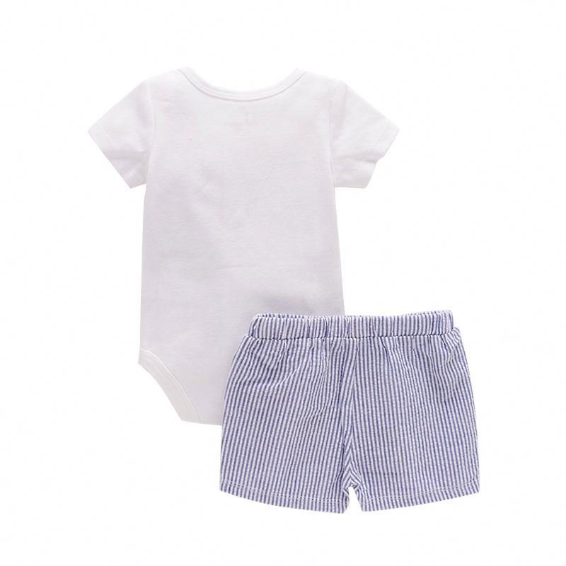 High Quality Boy Stripe Shorts Bodysuits Cotton Girl Ruffle Romper Mini Tulle Skirt Baby Clothing Set
