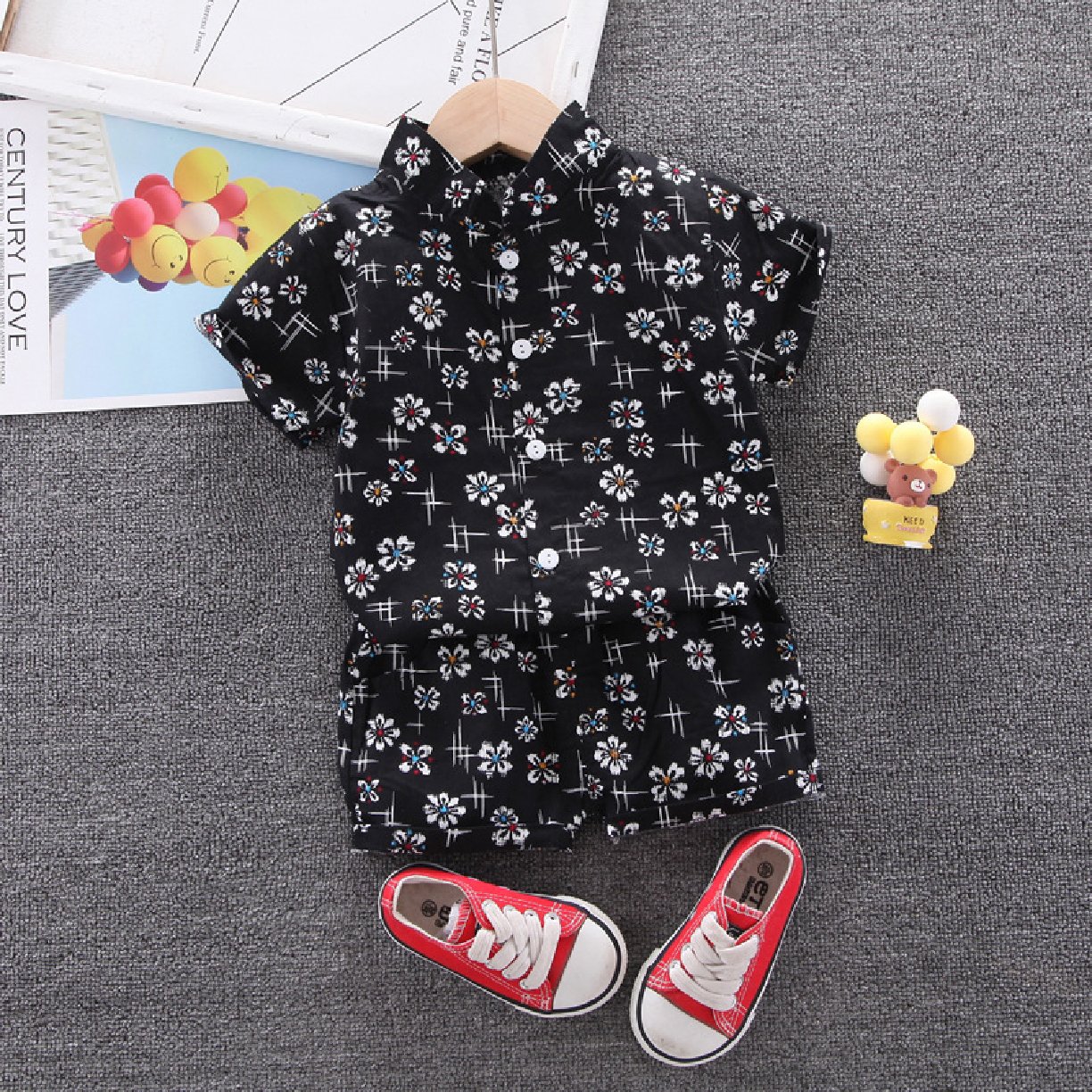 Green Horizon Children's Clothing Set Summer New Polo Collar Baby Clothes Children's T-shirt Korean Crown Short-sleeve Boy