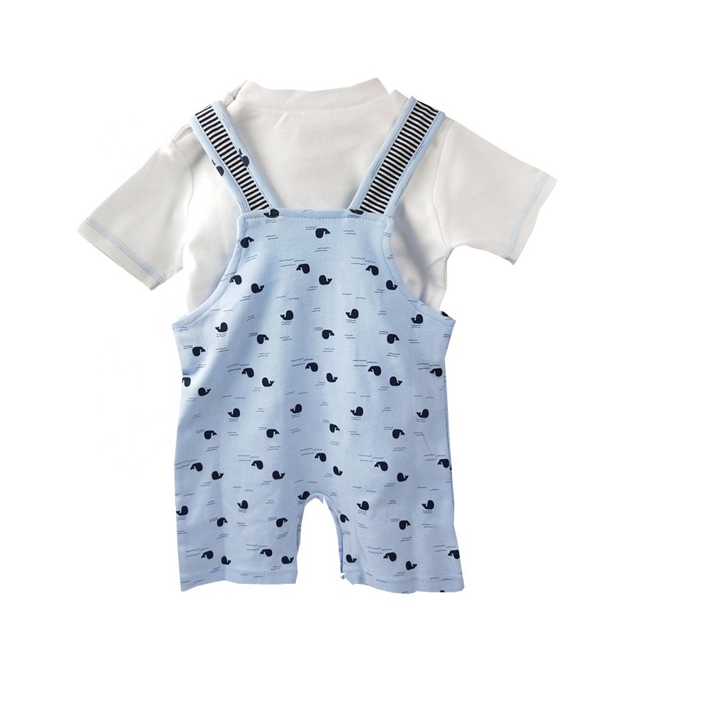 Wholesale Formal Style Newborn Baby wear Boys Clothing Sets Overalls+Romper Infant Short Sleeves Summer Baby Boy clothes Sets