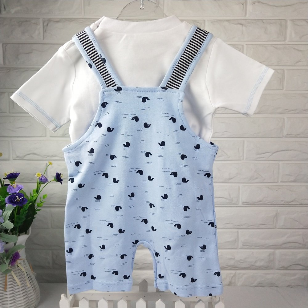 Wholesale Formal Style Newborn Baby wear Boys Clothing Sets Overalls+Romper Infant Short Sleeves Summer Baby Boy clothes Sets