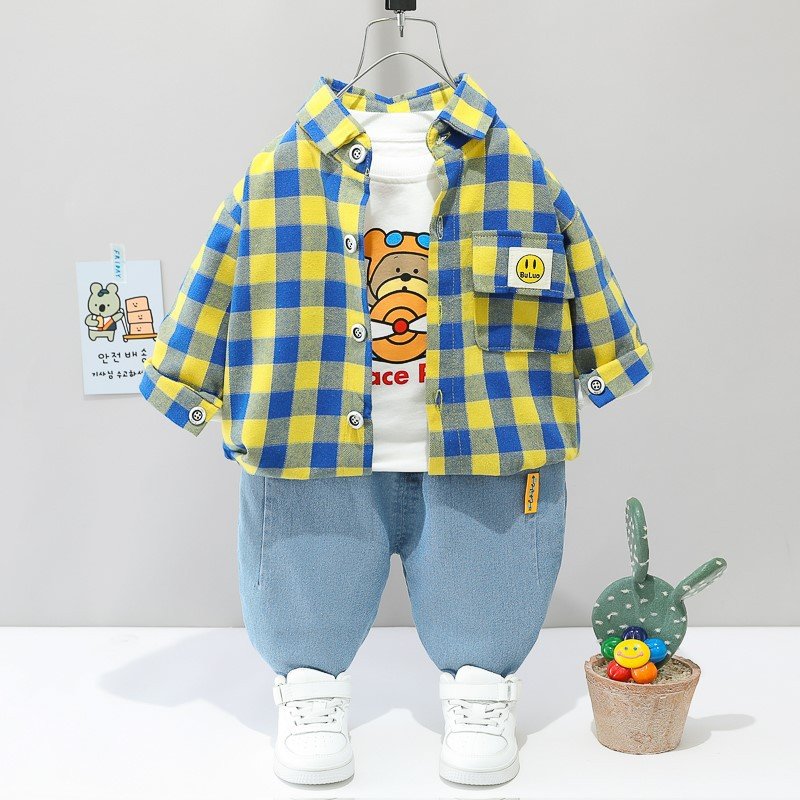 Children's Cotton Outer Suit for Baby Boys Long Sleeve Spring Summer Autumn Clothes for 1 2 3.5 4 Years Old