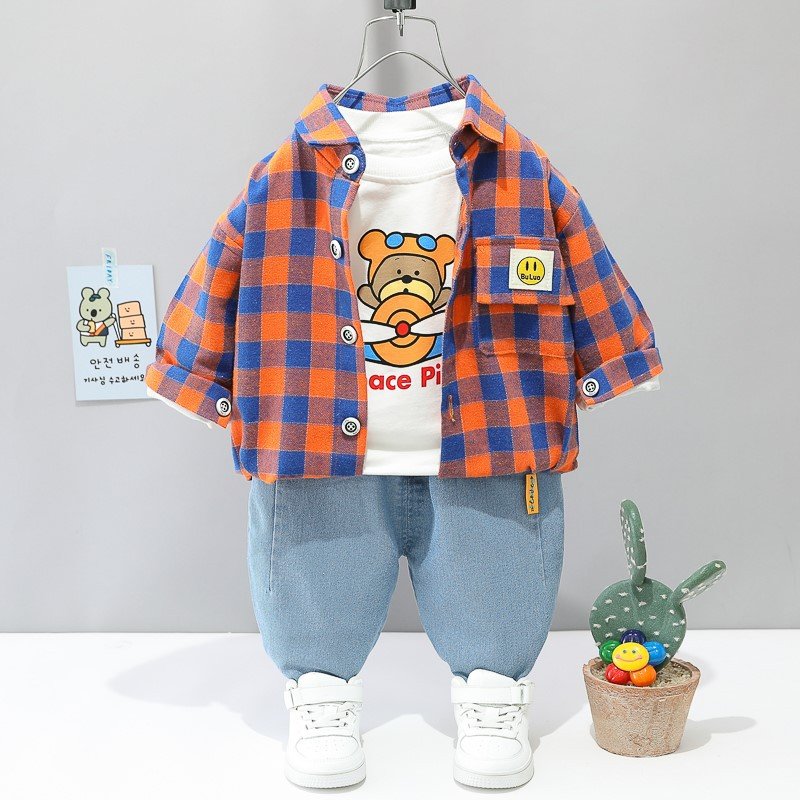 Children's Cotton Outer Suit for Baby Boys Long Sleeve Spring Summer Autumn Clothes for 1 2 3.5 4 Years Old