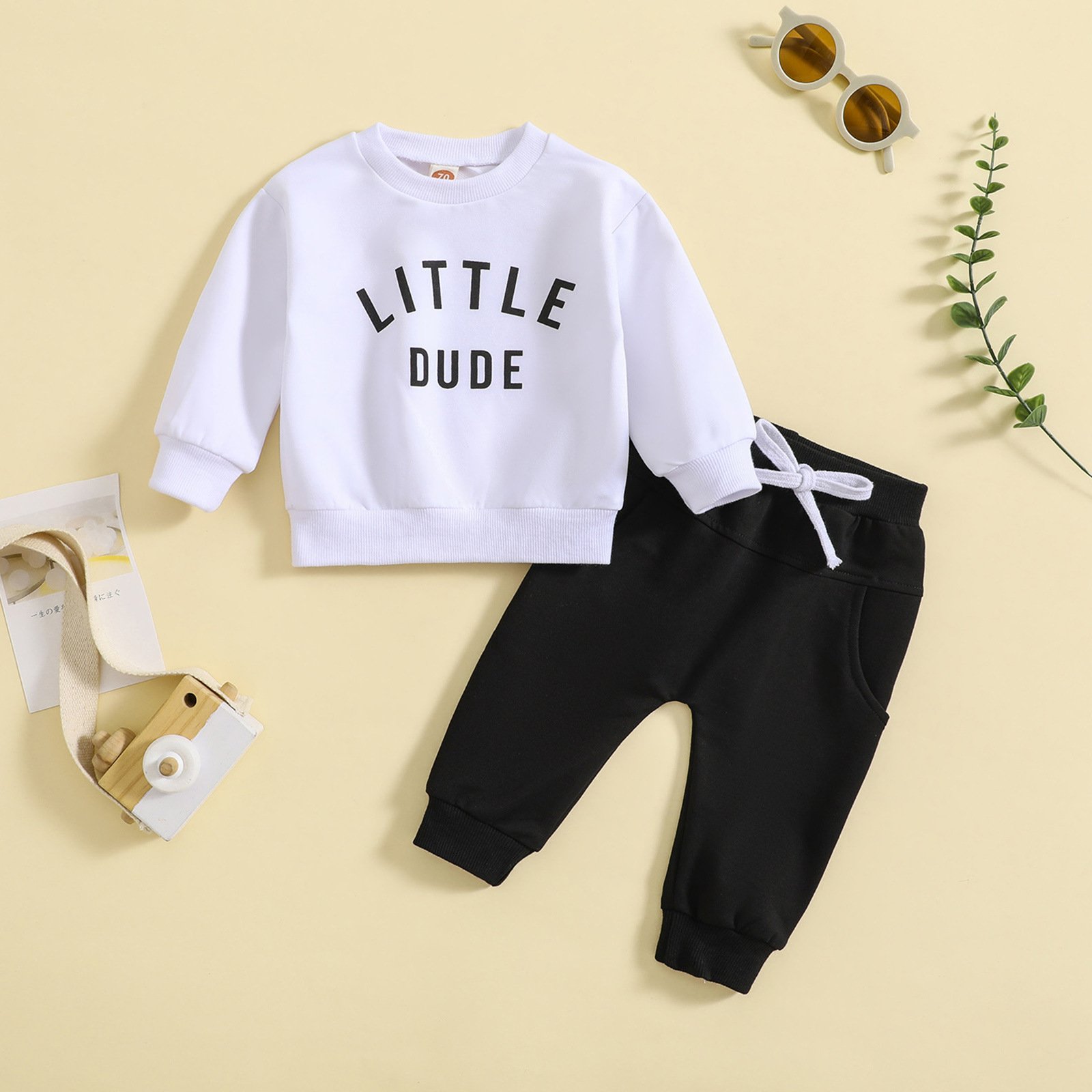 Children's Two-Piece Multi-Color Style Jacket and Pants Set Solid Color with Neck Letter Print Foreign Trade Baby Clothes