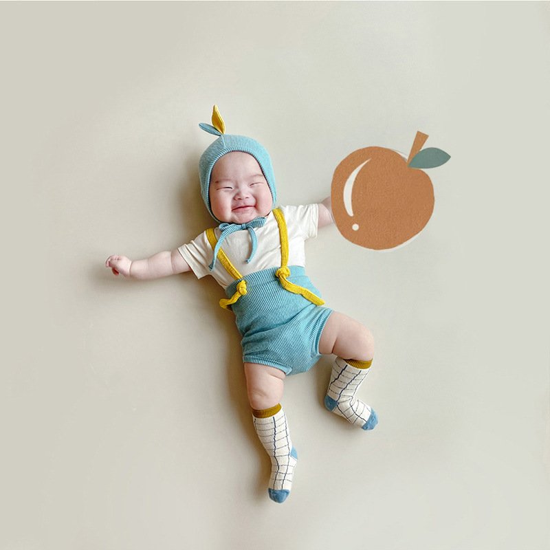 Summer Cute Cotton Baby Clothes Set Wholesale Newborn Baby Boy Girl Ribbed Overall Leggings Clothing Sets Girls Outfit Set