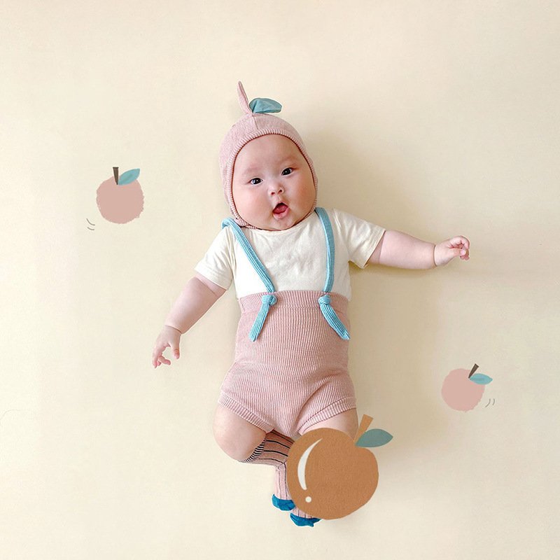 Summer Cute Cotton Baby Clothes Set Wholesale Newborn Baby Boy Girl Ribbed Overall Leggings Clothing Sets Girls Outfit Set