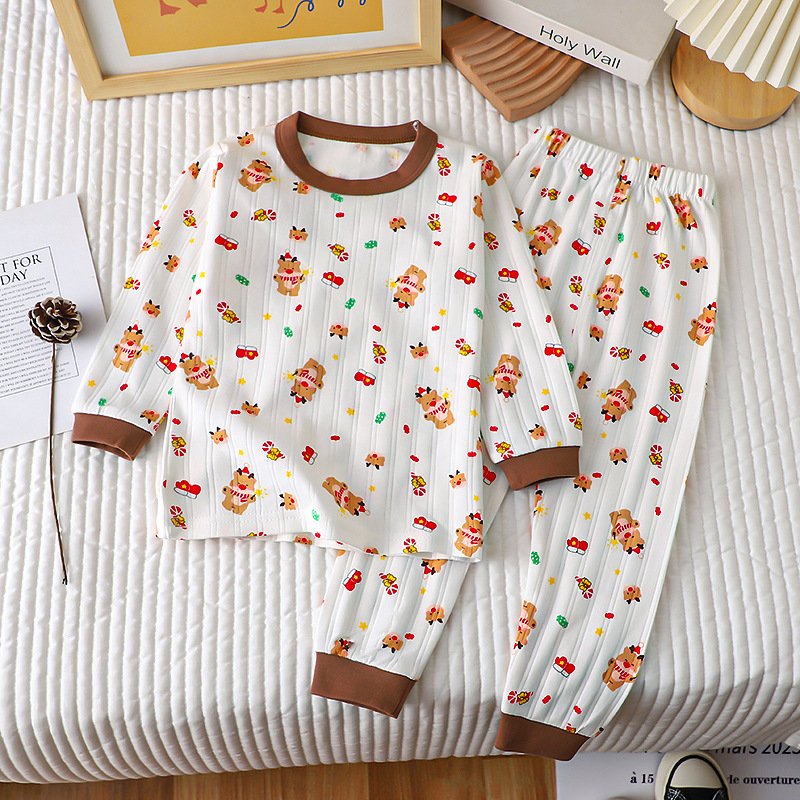 Autumn New Jacquard Cotton Underwear Set Long Sleeve Pajamas Home Furnishings