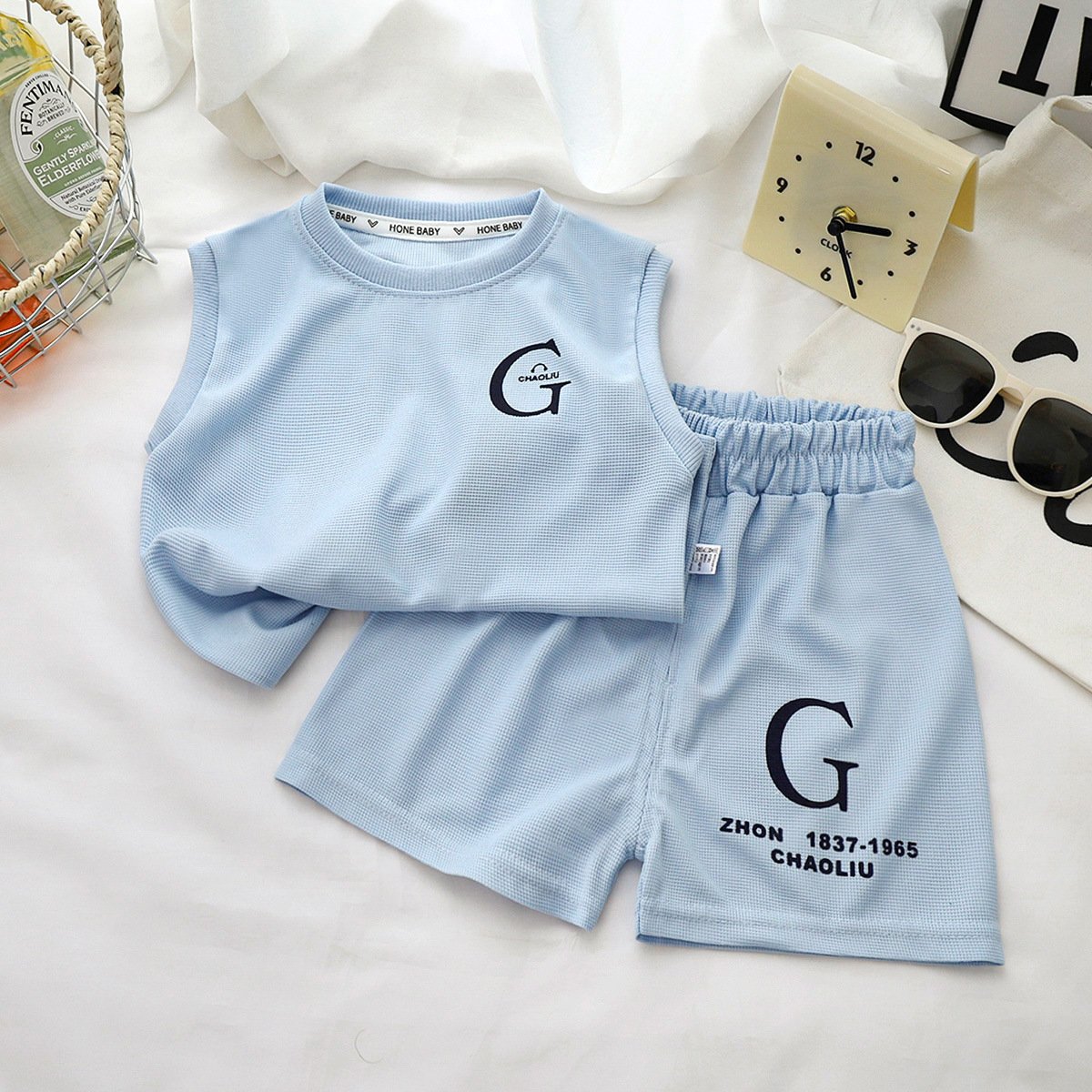 Summer new children's Fafer shorts+vest two sets of children's clothing