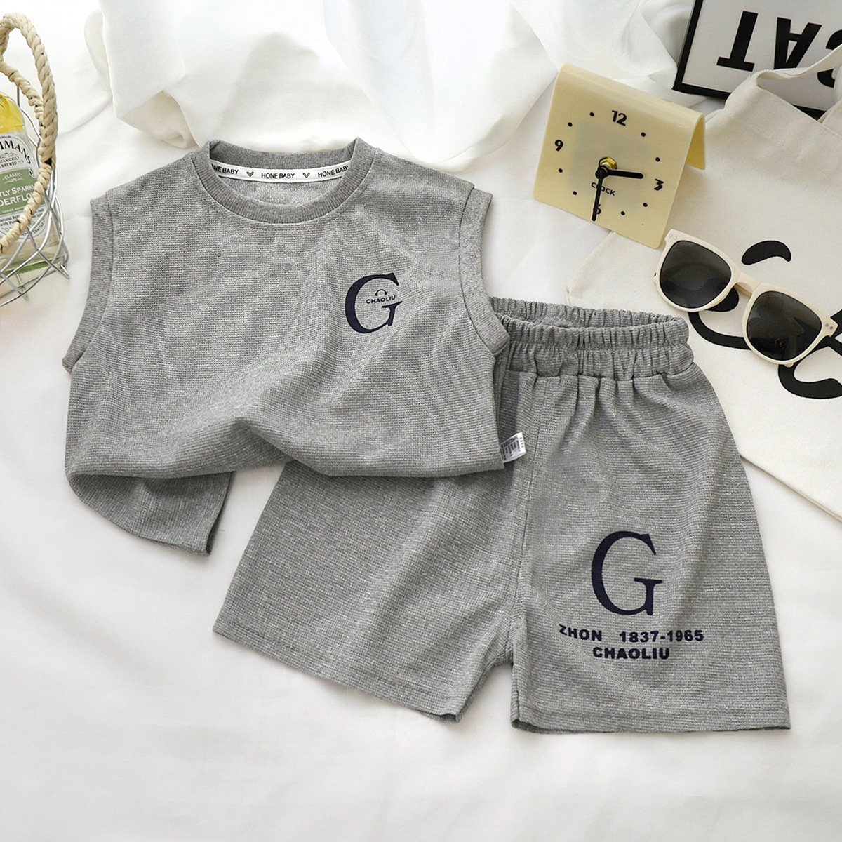 Summer new children's Fafer shorts+vest two sets of children's clothing