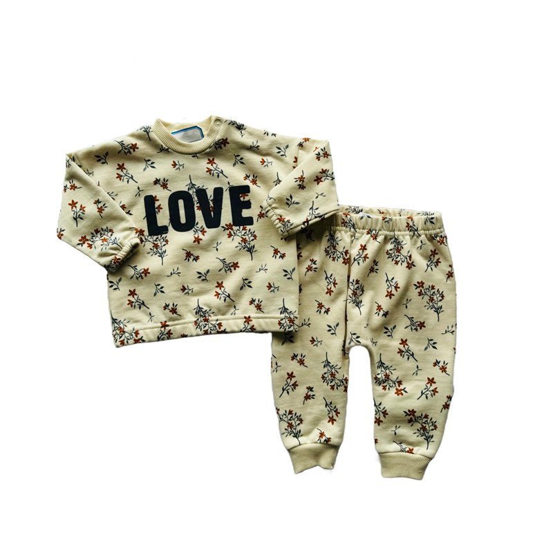Winter infant print suit baby plush thickened top+trousers 2 pieces Fashion Baby Clothing Sets