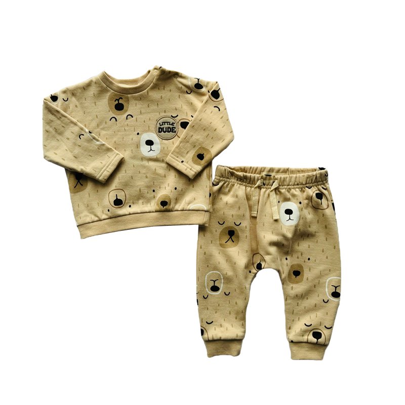 Winter infant print suit baby plush thickened top+trousers 2 pieces Fashion Baby Clothing Sets