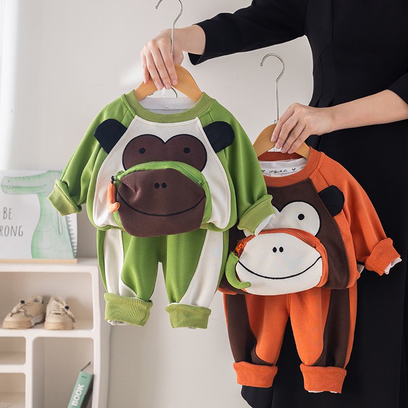 2024 Autumn/Winter 2-Piece Boys' Clothing Set Children's Stereoscopic Cartoon Print Long Sleeve Top Babies Kids Cartoon suit