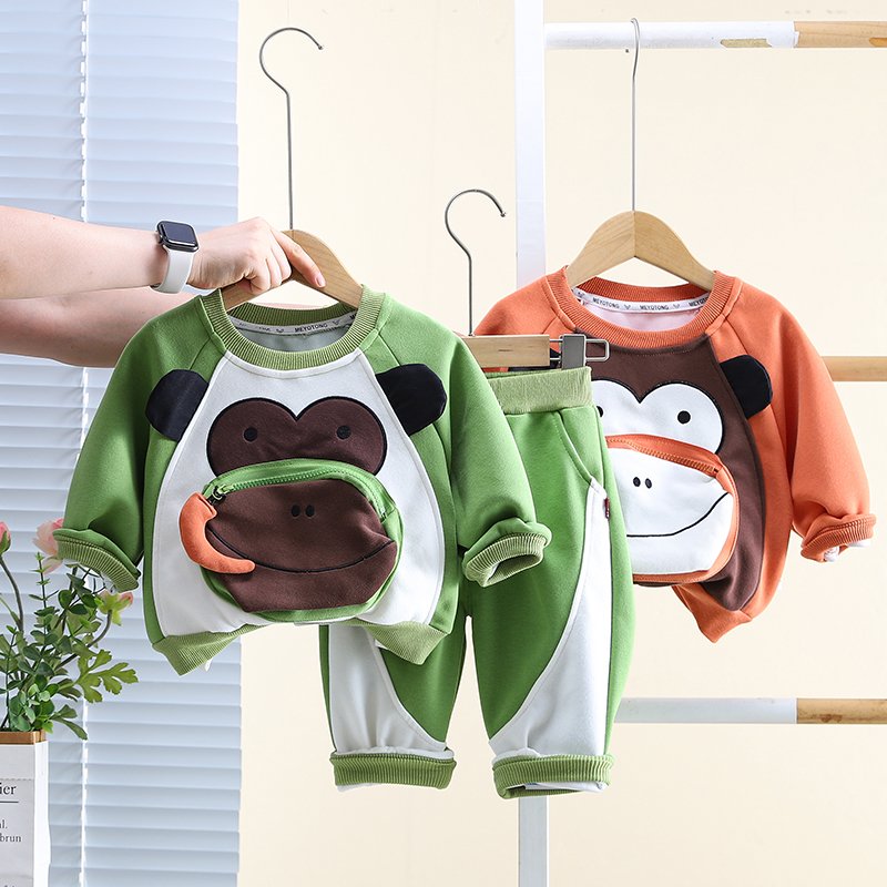 2024 Autumn/Winter 2-Piece Boys' Clothing Set Children's Stereoscopic Cartoon Print Long Sleeve Top Babies Kids Cartoon suit