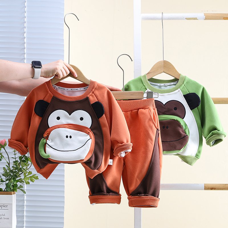 2024 Autumn/Winter 2-Piece Boys' Clothing Set Children's Stereoscopic Cartoon Print Long Sleeve Top Babies Kids Cartoon suit
