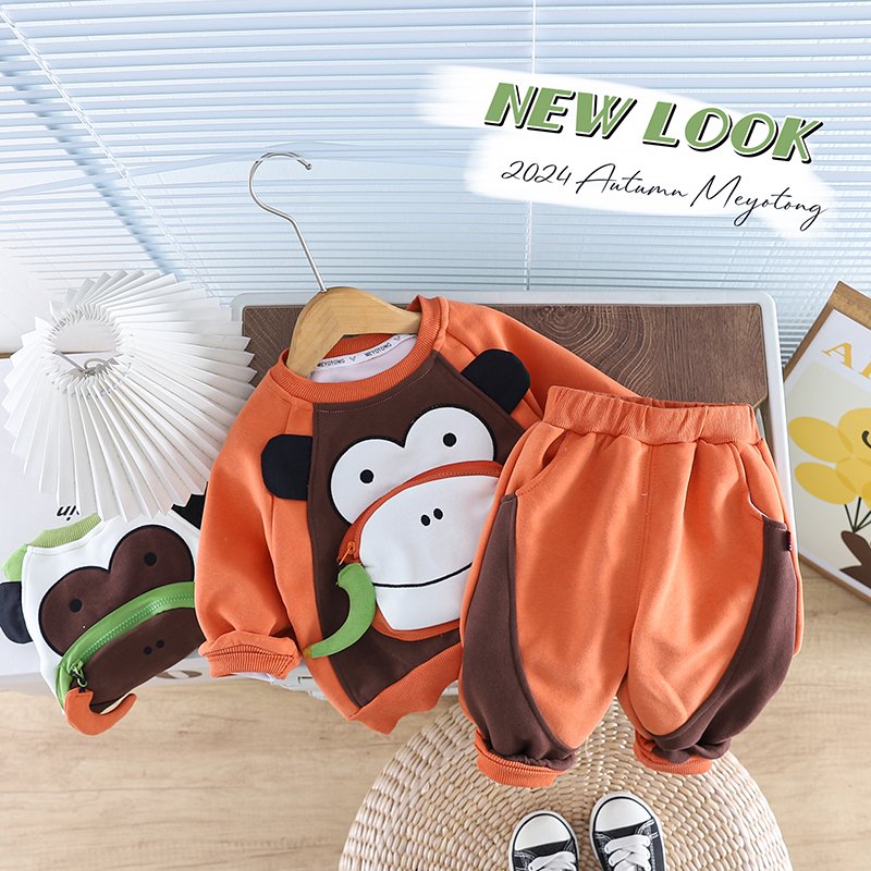 2024 Autumn/Winter 2-Piece Boys' Clothing Set Children's Stereoscopic Cartoon Print Long Sleeve Top Babies Kids Cartoon suit