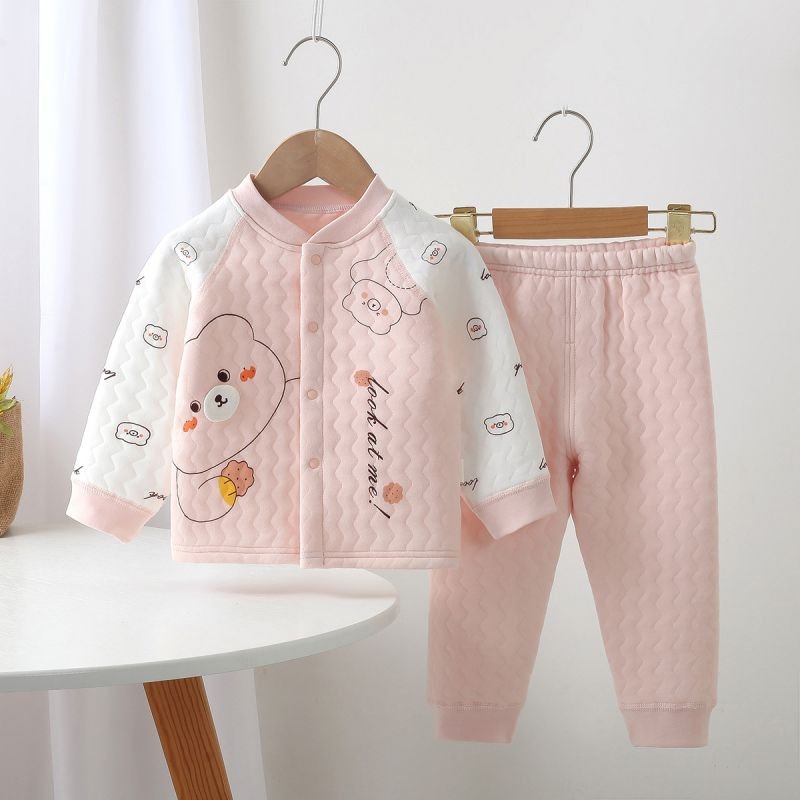 Newborn Baby Pajamas Sets Autumn and winter Long sleeved Knitted Cotton Tops Boys Girls Outfits 2 Pieces Baby Clothing