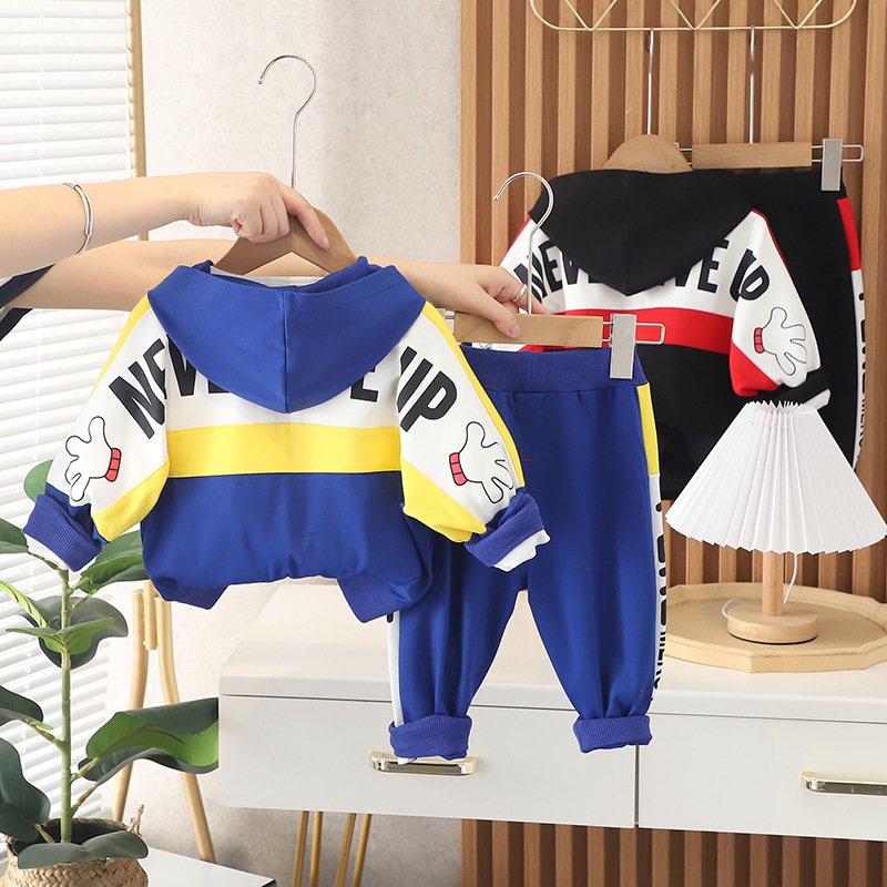 New Style Autumn Boys Long Sleeve Letter Printed Cargo Jacket Coat +cartoon T-shirt +pants 3 Pieces Clothing Set