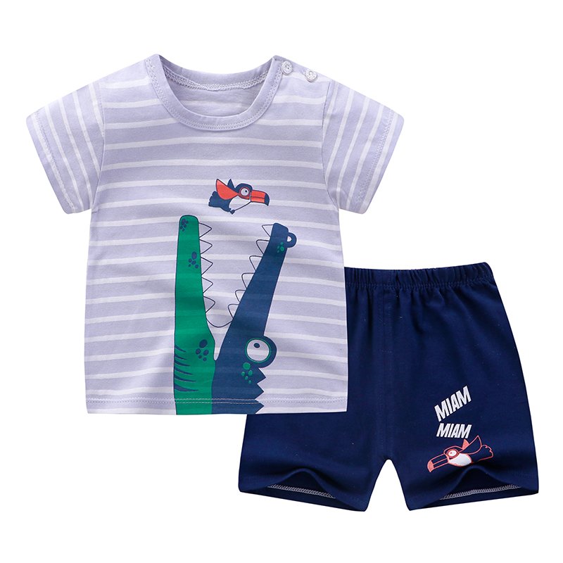 Summer Wholesale Children Kids Clothes Short Sleeve Baby T Shirt Boys Clothing Set COTTON Spring
