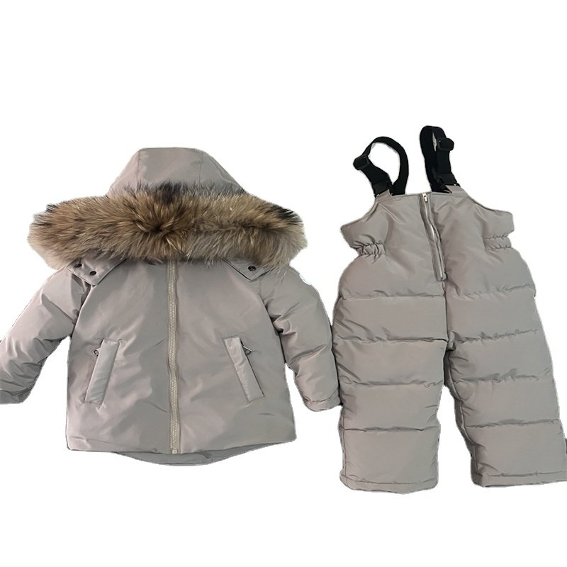 New Baby Kids Windproof Snowsuit Winter Clothes Toddler Snow Pants And Jacket Girls Down Cotton Hooded Coat Baby Clothes Sets
