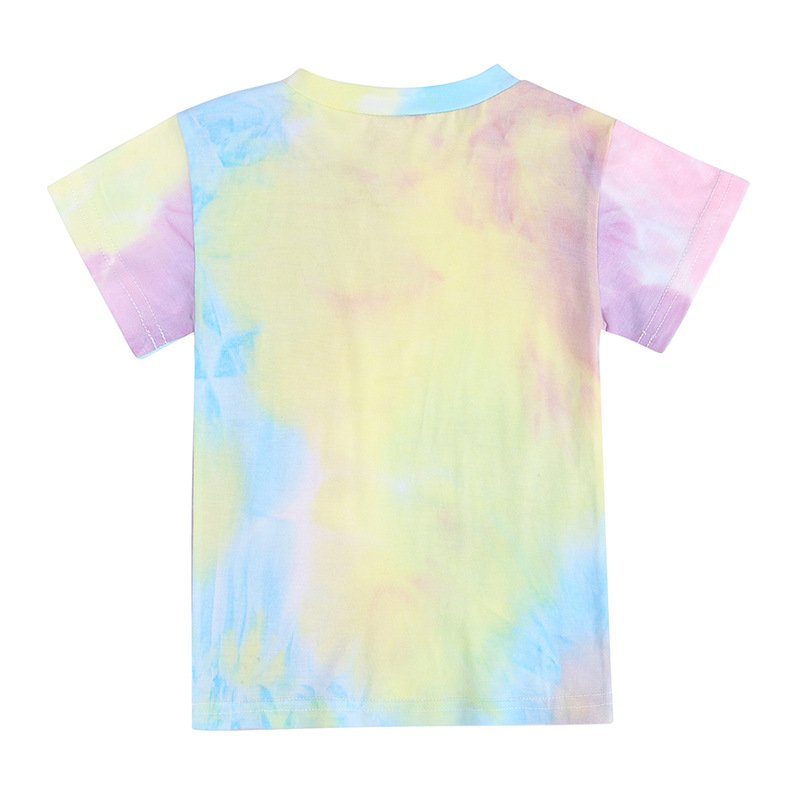 Children Boys Summer Sets Tie Dyed Short Sleeve Shorts 2 Pieces Outfits Unisex Kids Girls Tie Dye Clothing Tracksuit Suits
