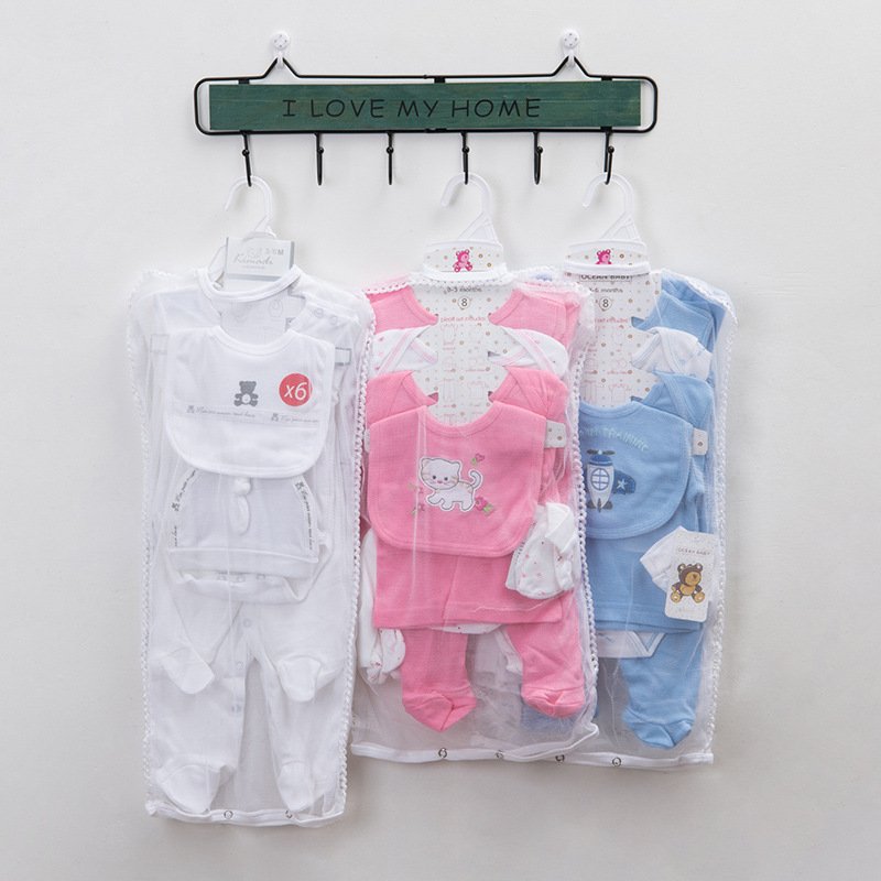 Newborn Essentials Unisex Layette Gift Set for Baby Girls or Baby Boys 8Pcs Gender Neutral Baby Clothes for 0-9Month