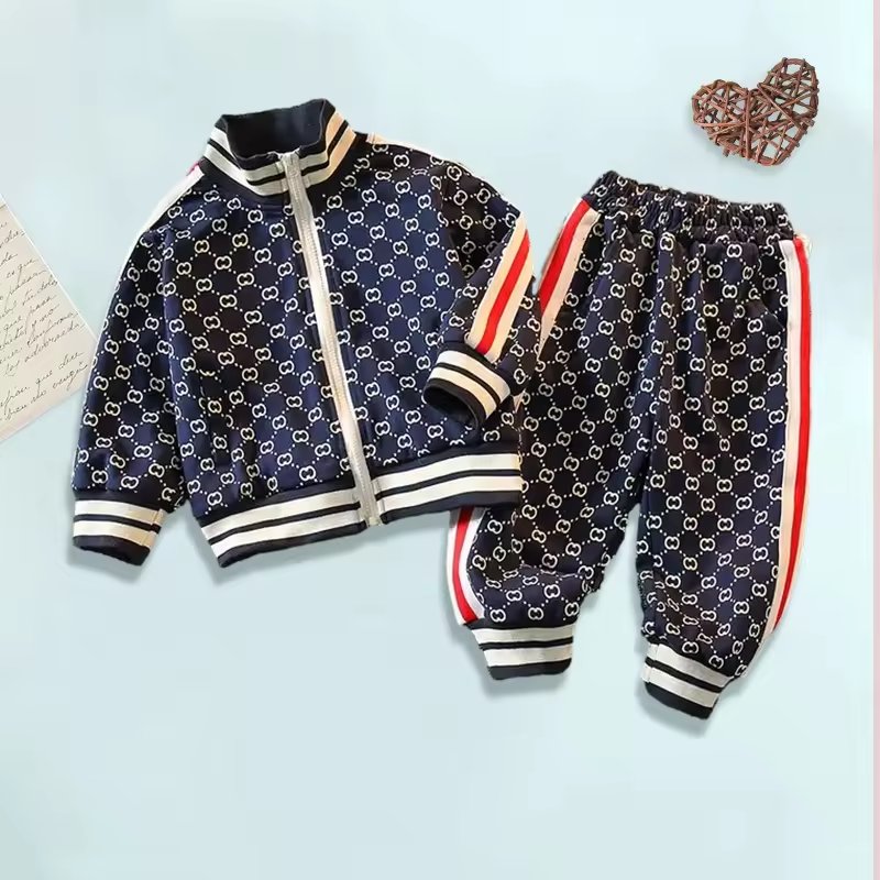 Boy's Clothing Sets Unisex New Letter Pattern Suit Sportswear Autumn Winter Boys Two-piece Baby Outer Wear For British Style