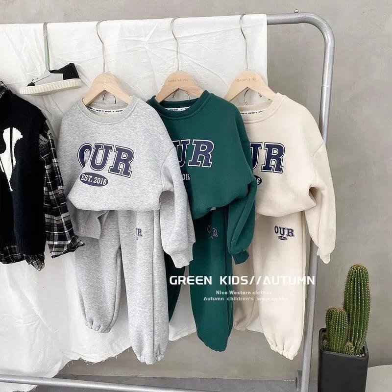 Hot Sale Custom Kids Clothes Boys Girls Clothing Sets For Tracksuits Pullover Winter Cotton Children Wear fleece fabric