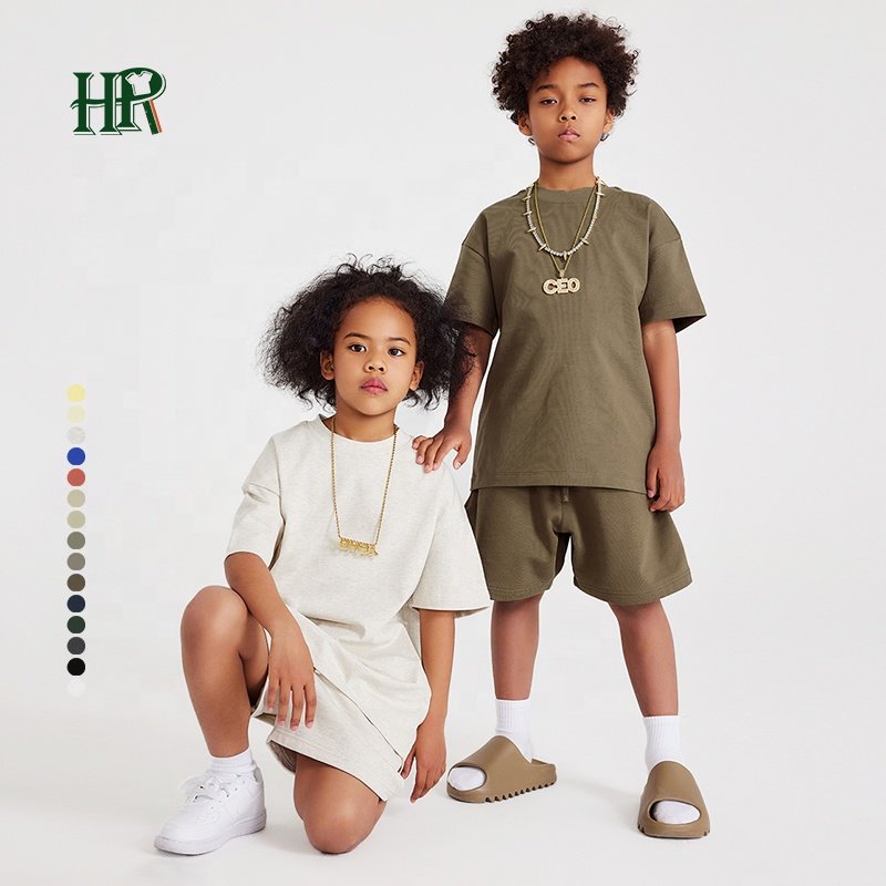 Summer Wholesale Children Kids Custom Clothes T Shirt Boys Clothing Set Spring Cotton Quantity Custom Time Lead Suit