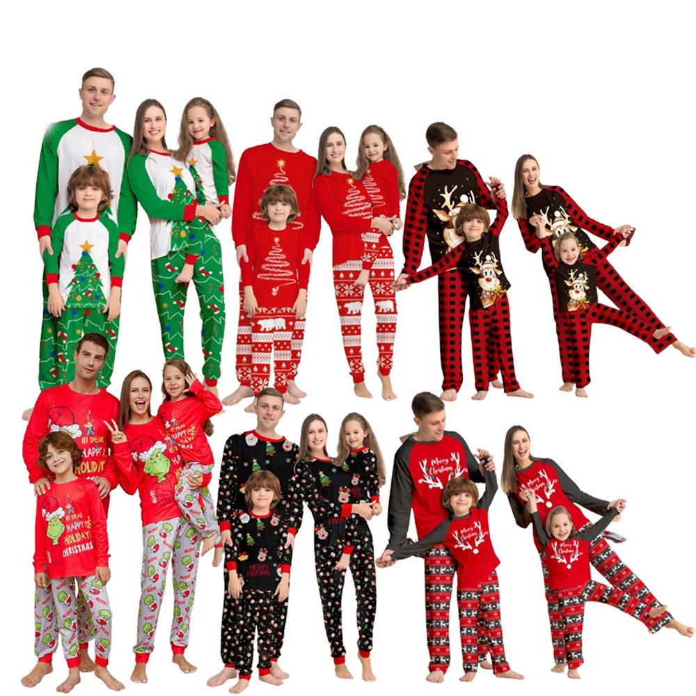 Christmas Pajamas 2024 Comfortable Boys Sleepwear Kids Printed DIY Pajamas For Kids