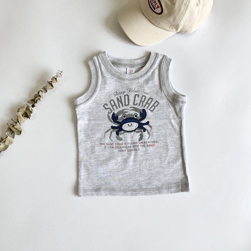 Baby Boy Clothes For Summer 12 -18 Months Clothing Set Embroidered Crab Vest Denim Shorts For Boys