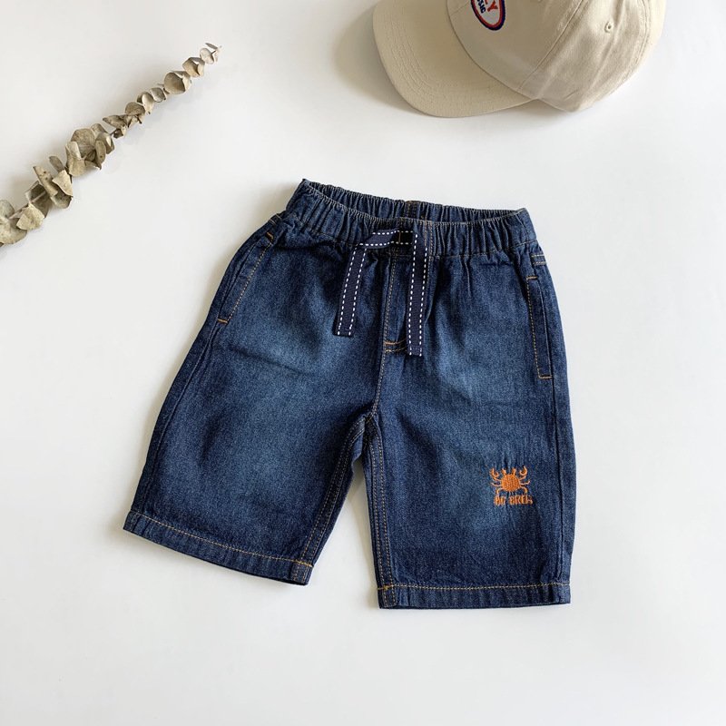 Baby Boy Clothes For Summer 12 -18 Months Clothing Set Embroidered Crab Vest Denim Shorts For Boys