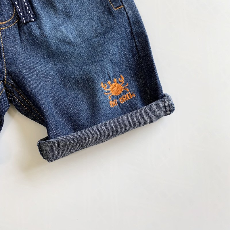 Baby Boy Clothes For Summer 12 -18 Months Clothing Set Embroidered Crab Vest Denim Shorts For Boys